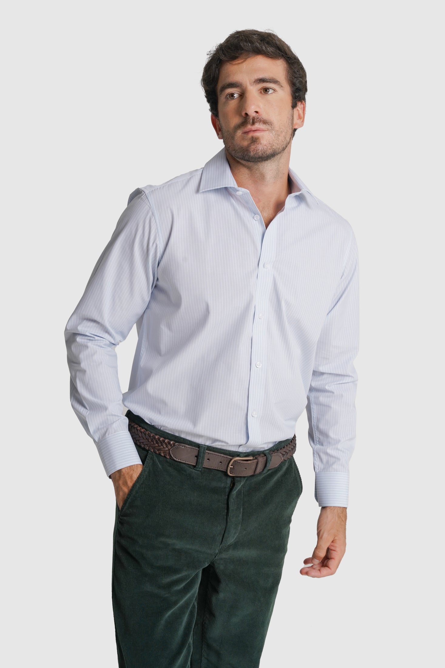 CAMISA ALGODÃO CLASSIC FIT AZUL RISCAS MR. BLUE