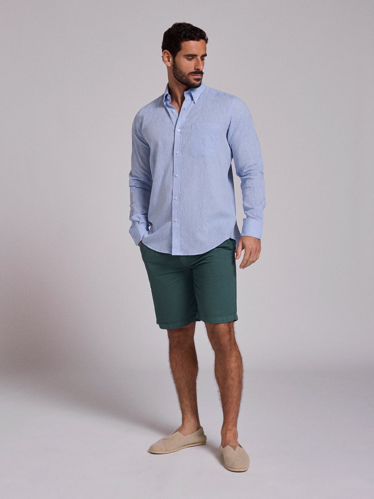 BLUE LINEN SHIRT LONG SLEEVE REGULAR FIT MR. BLUE