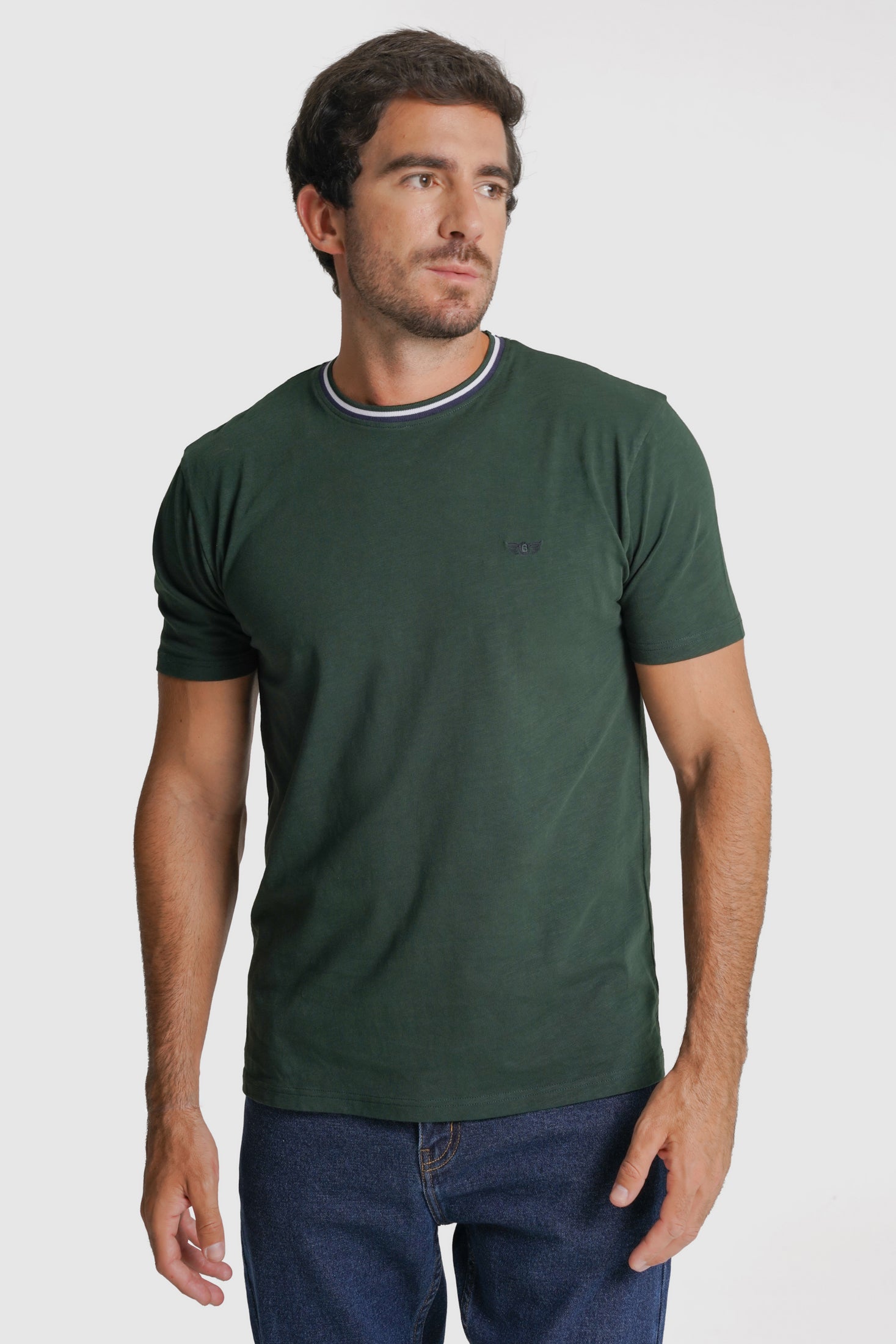 T-SHIRT ALGODÃO REGULAR FIT VERDE LISA MR. BLUE