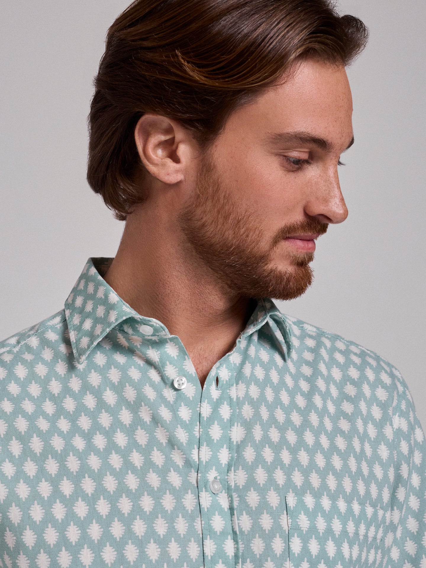 Camisa Linho Verde Manga Curta Regular Fit Mr. Blue