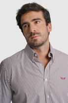 CAMISA ALGODÃO REGULAR FIT CASTANHA RISCAS MR. BLUE
