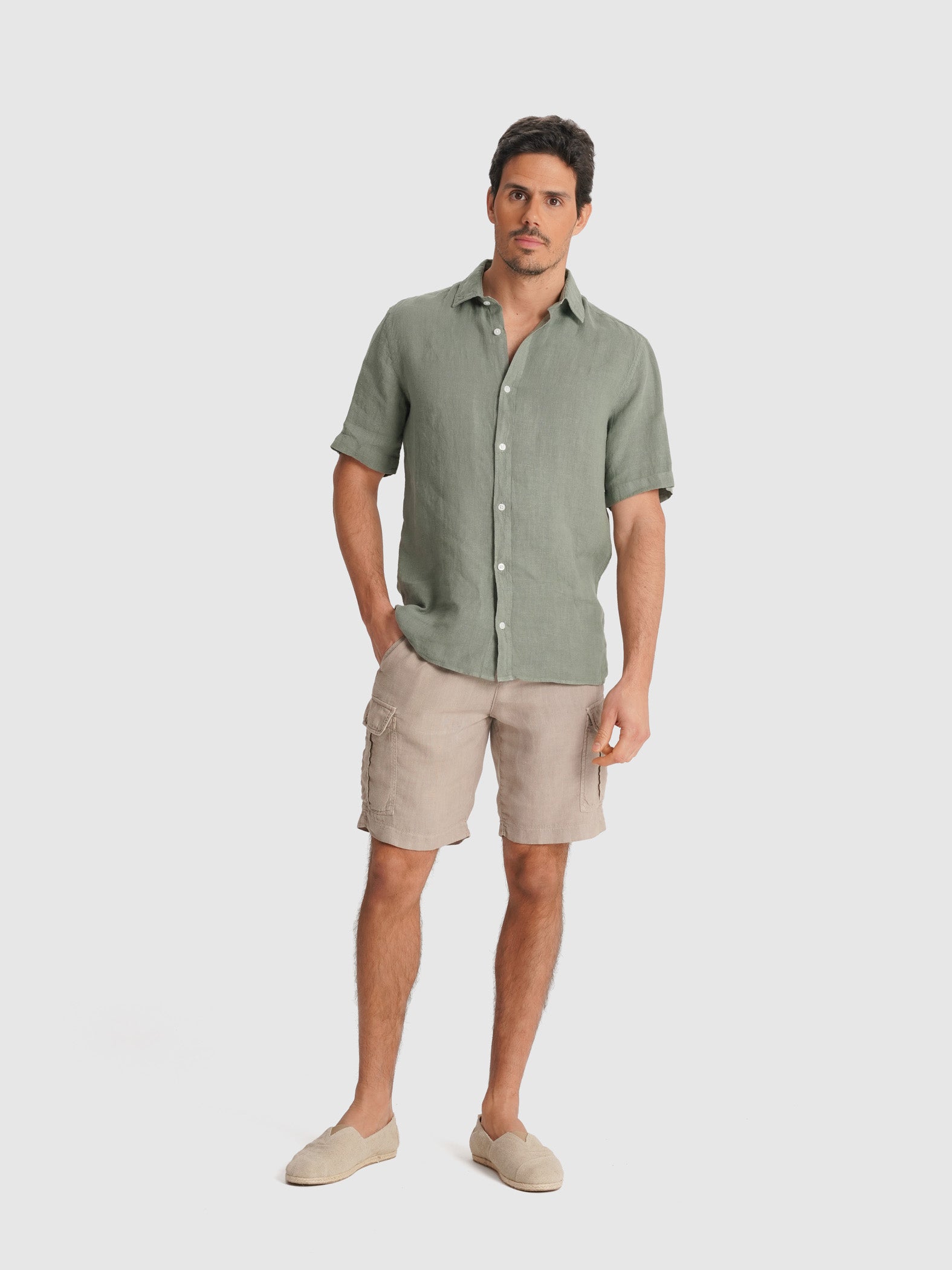 CAMISA SASTRERÍA MANGA CORTA VERDE MARK BELLUCCI