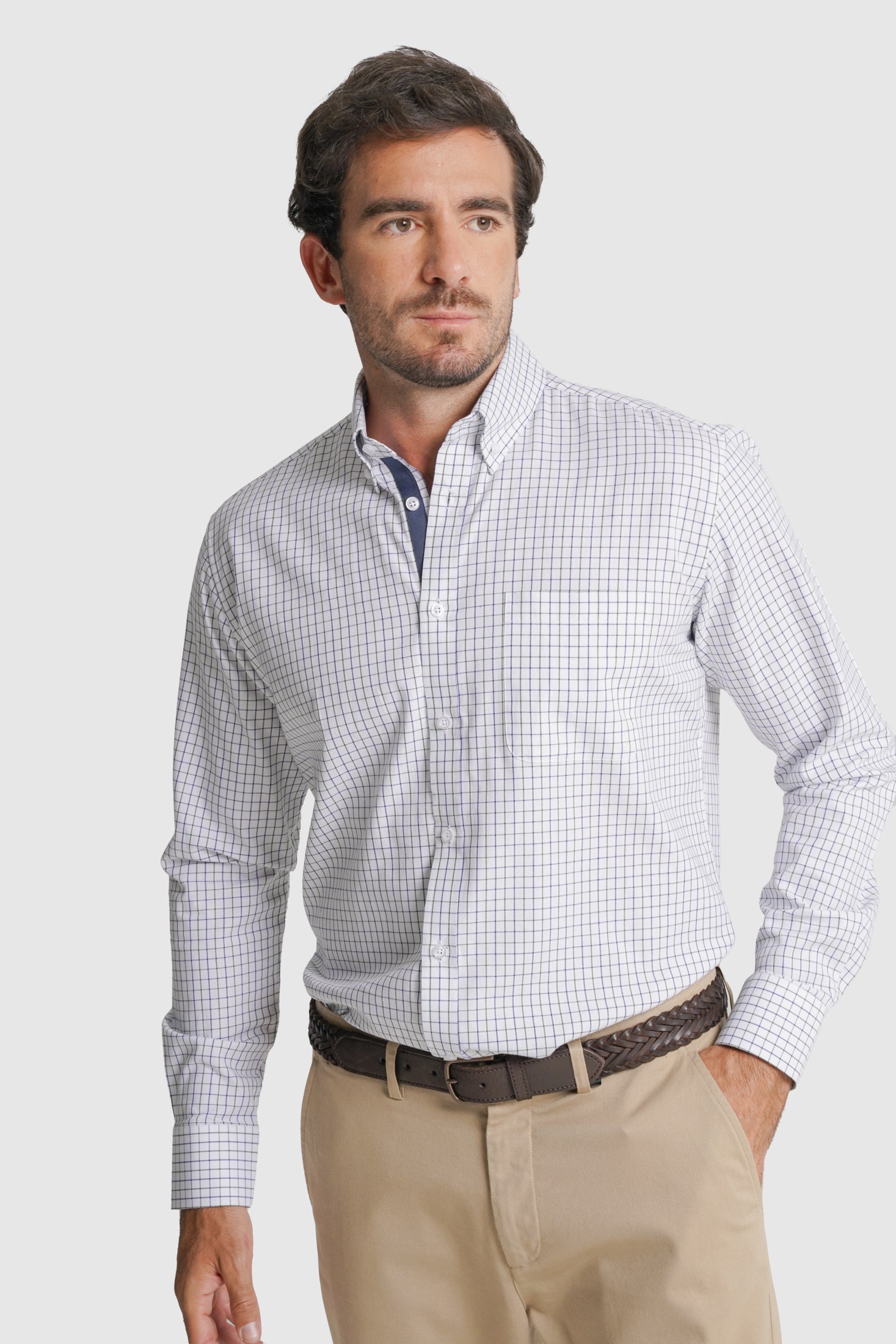 CAMISA ALGODÃO REGULAR FIT BRANCA QUADRADA MR. BLUE