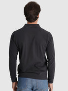 POLO MANGA COMPRIDA ALGODÃO REGULAR FIT AZUL LISO MR. BLUE