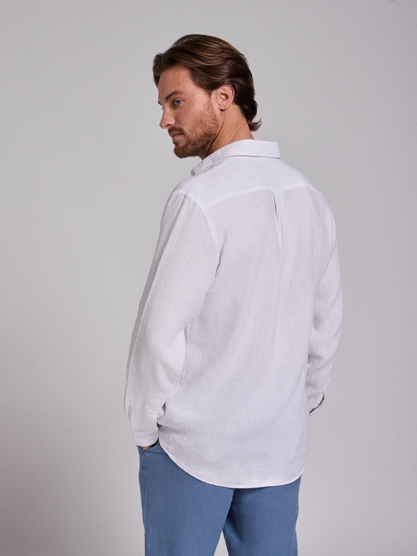 CAMISA LINO BLANCO MANGA LARGA SASTRERÍA MARK BELLUCCI