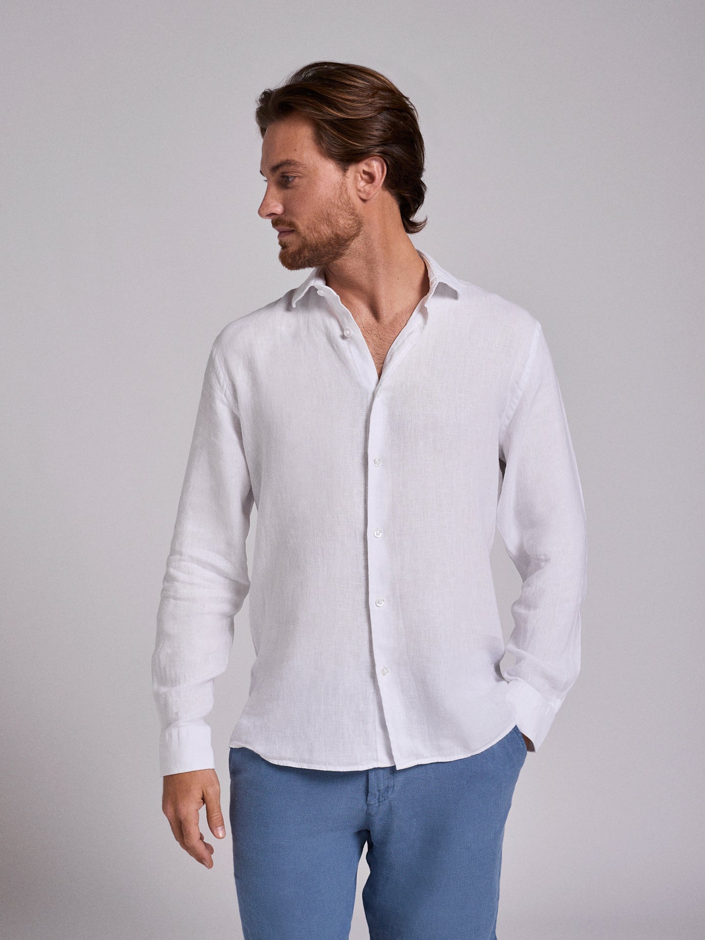 CAMISA LINO BLANCO MANGA LARGA SASTRERÍA MARK BELLUCCI