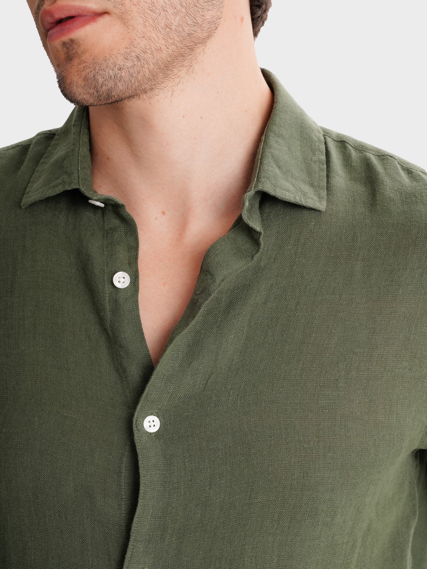 GREEN LINEN SHIRT LONG SLEEVE TAILORED FIT MARK BELLUCCI