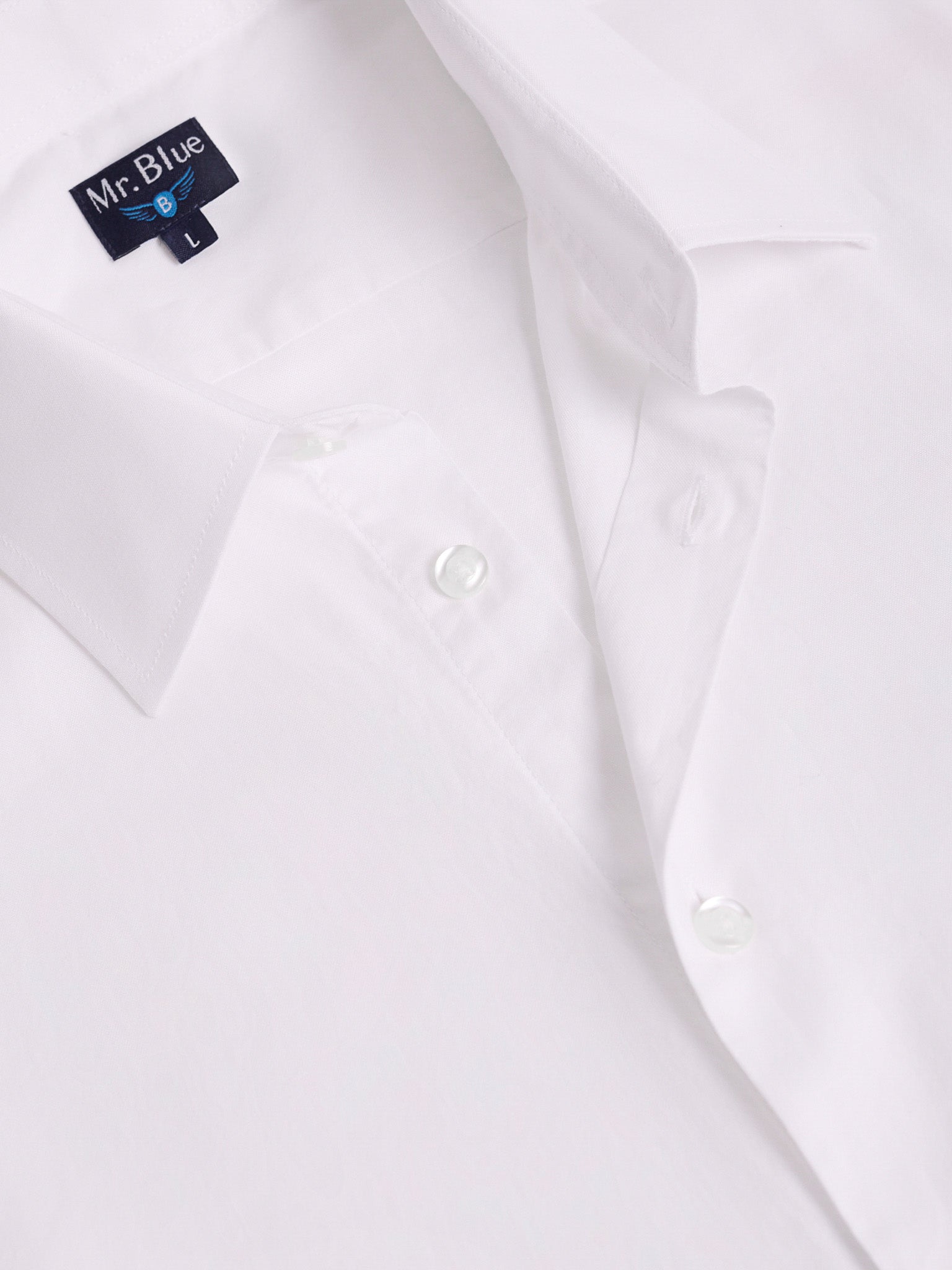 Camisa Algodão Branca Manga Comprida Slim Fit Mr. Blue