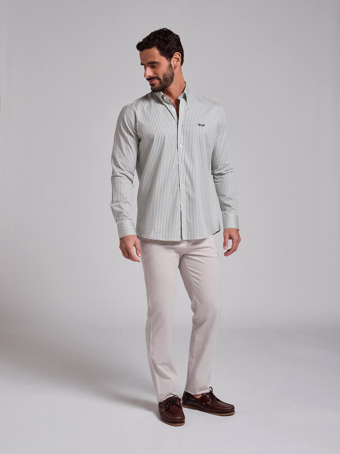 GREEN COTTON SHIRT LONG SLEEVE REGULAR FIT MR. BLUE