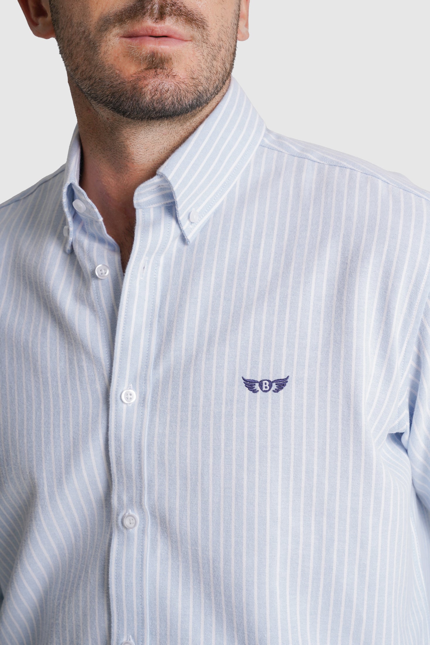 CAMISA ALGODÃO REGULAR FIT AZUL RISCAS MR. BLUE