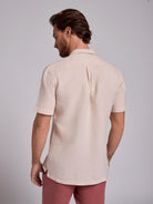 Camisa Linho Bege Manga Curta Regular Fit Mr. Blue