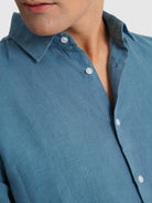 CAMISA AZUL MANGA COMPRIDA TAILORED FIT MARK BELLUCCI