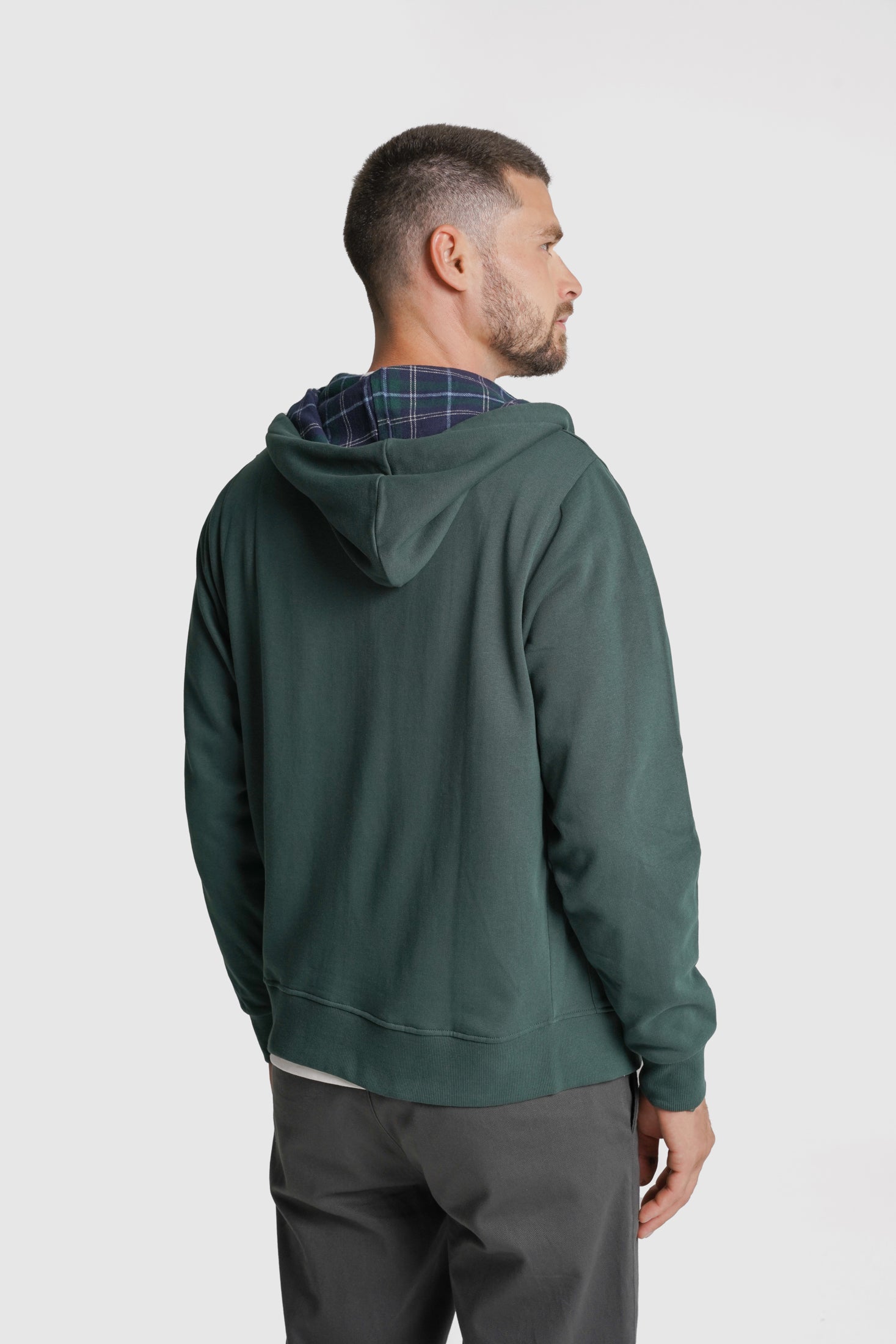 HOODIE ALGODÃO REGULAR FIT VERDE LISO MR. BLUE