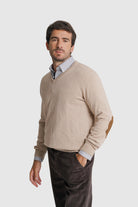 PULLOVER CAXEMIRA REGULAR FIT BEGE LISO MR. BLUE