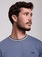 T-SHIRT ALGODÃO AZUL MANGA CURTA REGULAR FIT MR. BLUE