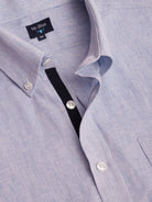 Camisa Linho Azul Manga Curta Regular Fit Mr. Blue