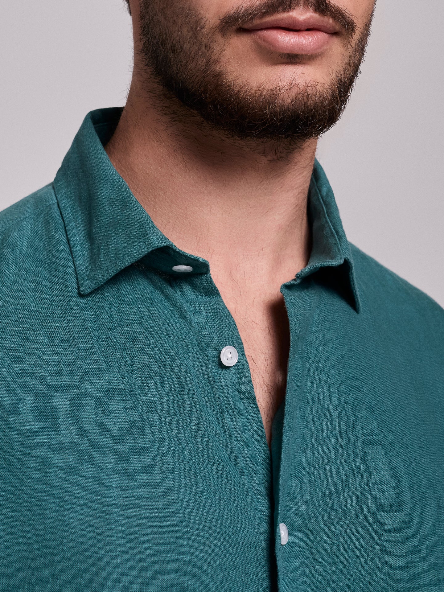 CAMISA LINO VERDE MANGA LARGA SASTRERÍA MARK BELLUCCI