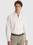 CAMISA ALGODÃO REGULAR FIT BRANCA LISA MR. BLUE