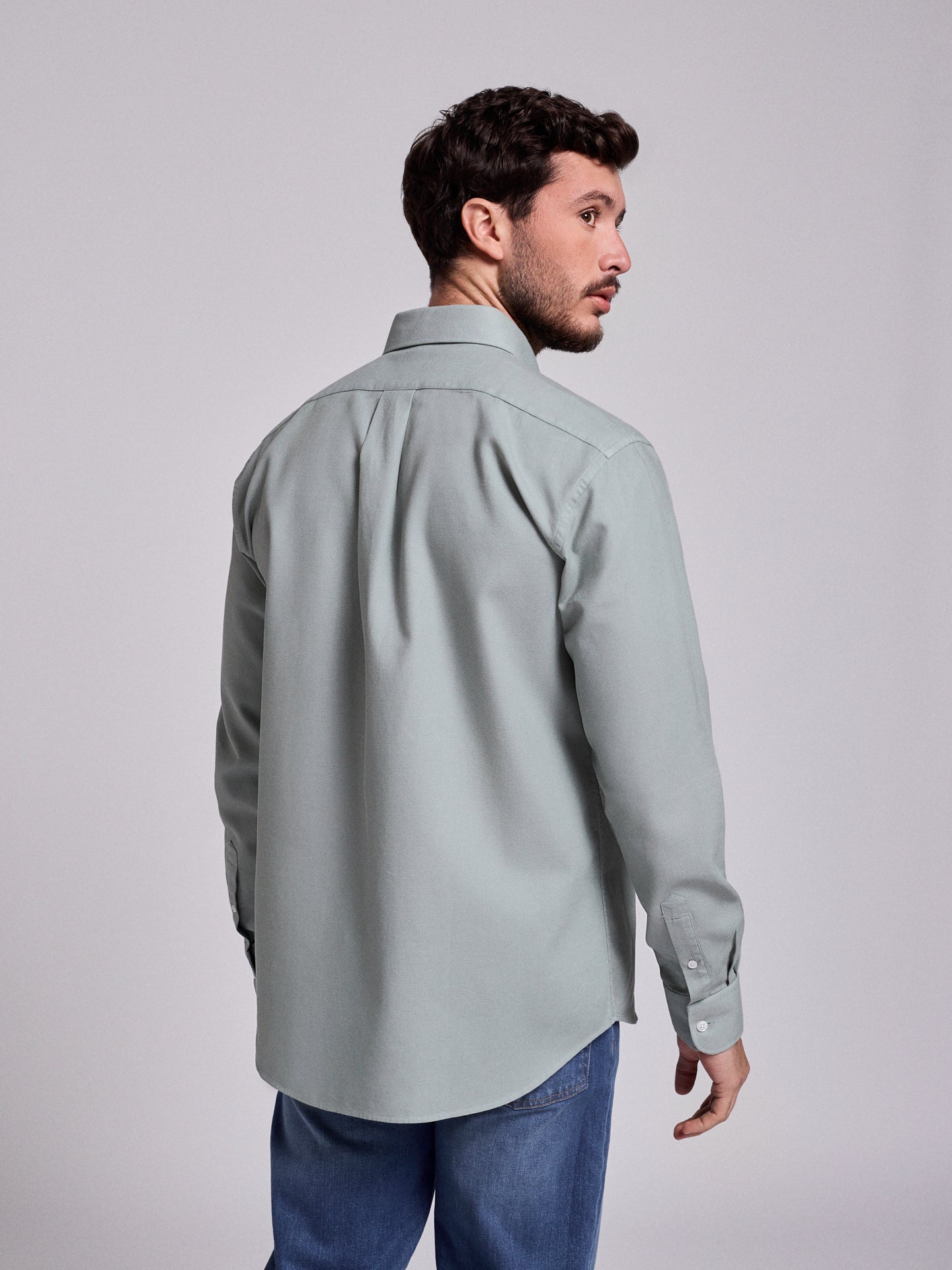 CAMISA ALGODÃO VERDE MANGA COMPRIDA REGULAR FIT MR. BLUE