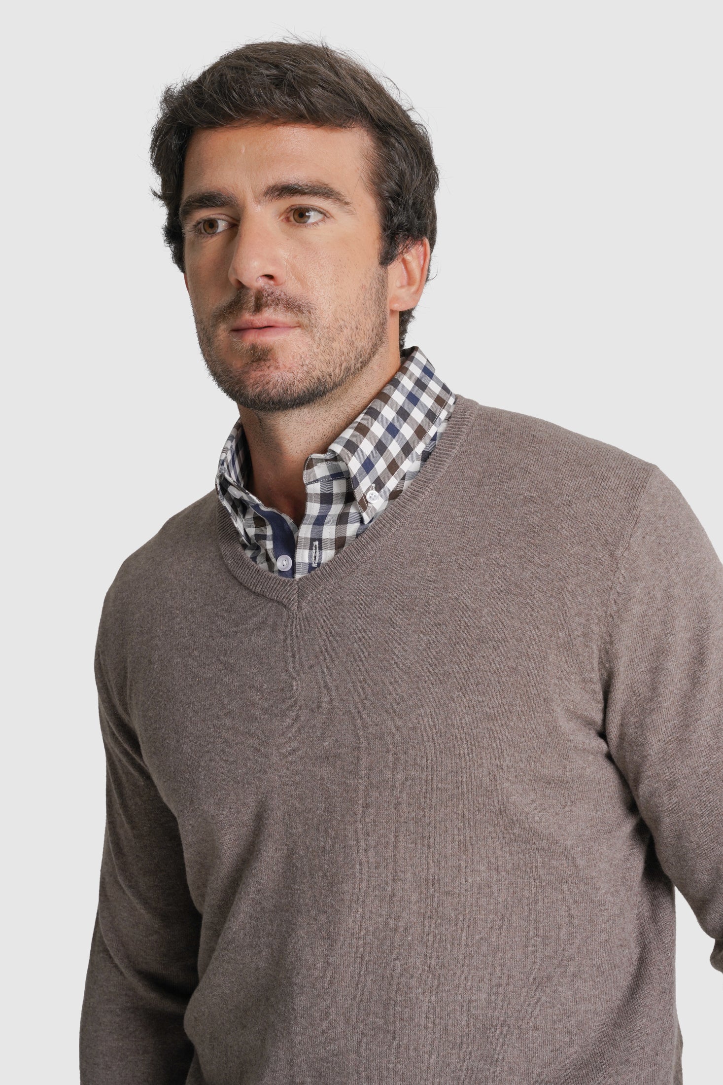 PULLOVER CAXEMIRA REGULAR FIT CASTANHO LISO MR. BLUE