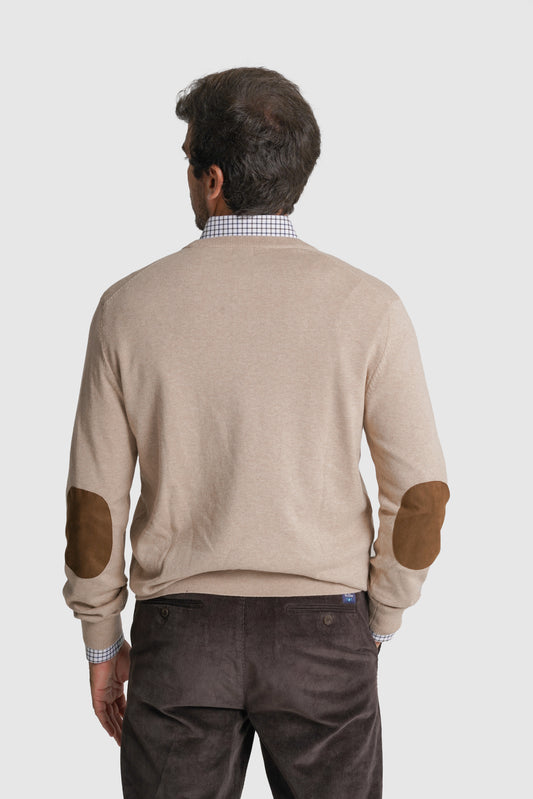 PULLOVER CAXEMIRA REGULAR FIT BEGE LISO MR. BLUE