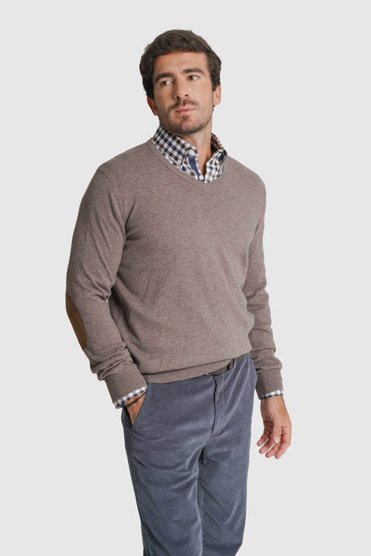 PULLOVER CAXEMIRA REGULAR FIT CASTANHO LISO MR. BLUE