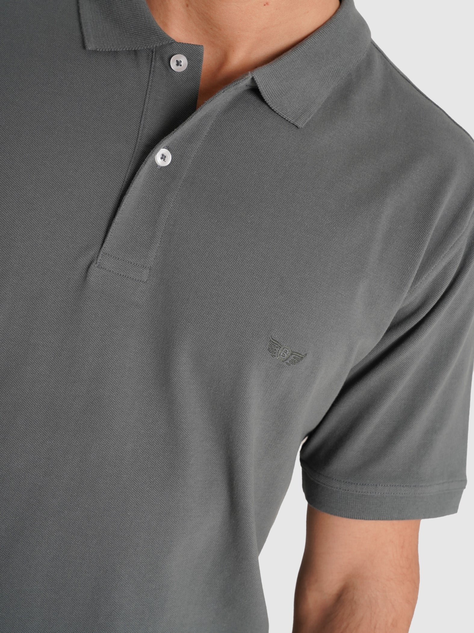 POLO PIQUET GRIS MANGA CORTA AJUSTE A MEDIDA MR. AZUL