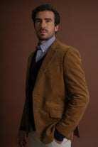 BLAZER ALGODÃO REGULAR FIT CAMEL LISO MR. BLUE