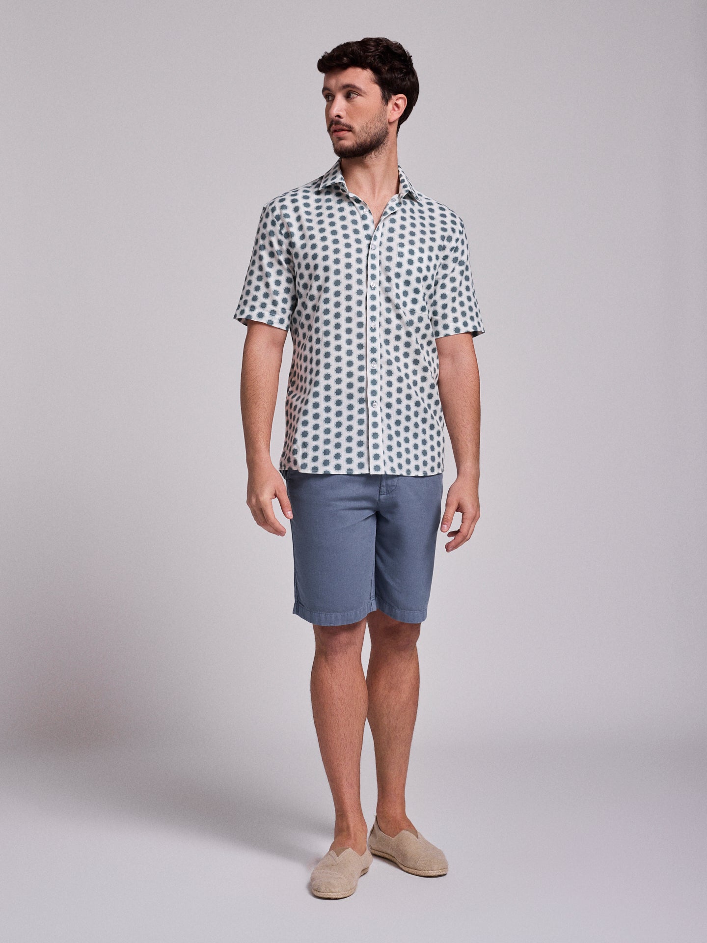 CAMISA LINO AZUL MANGA CORTA REGULAR FIT MR. AZUL