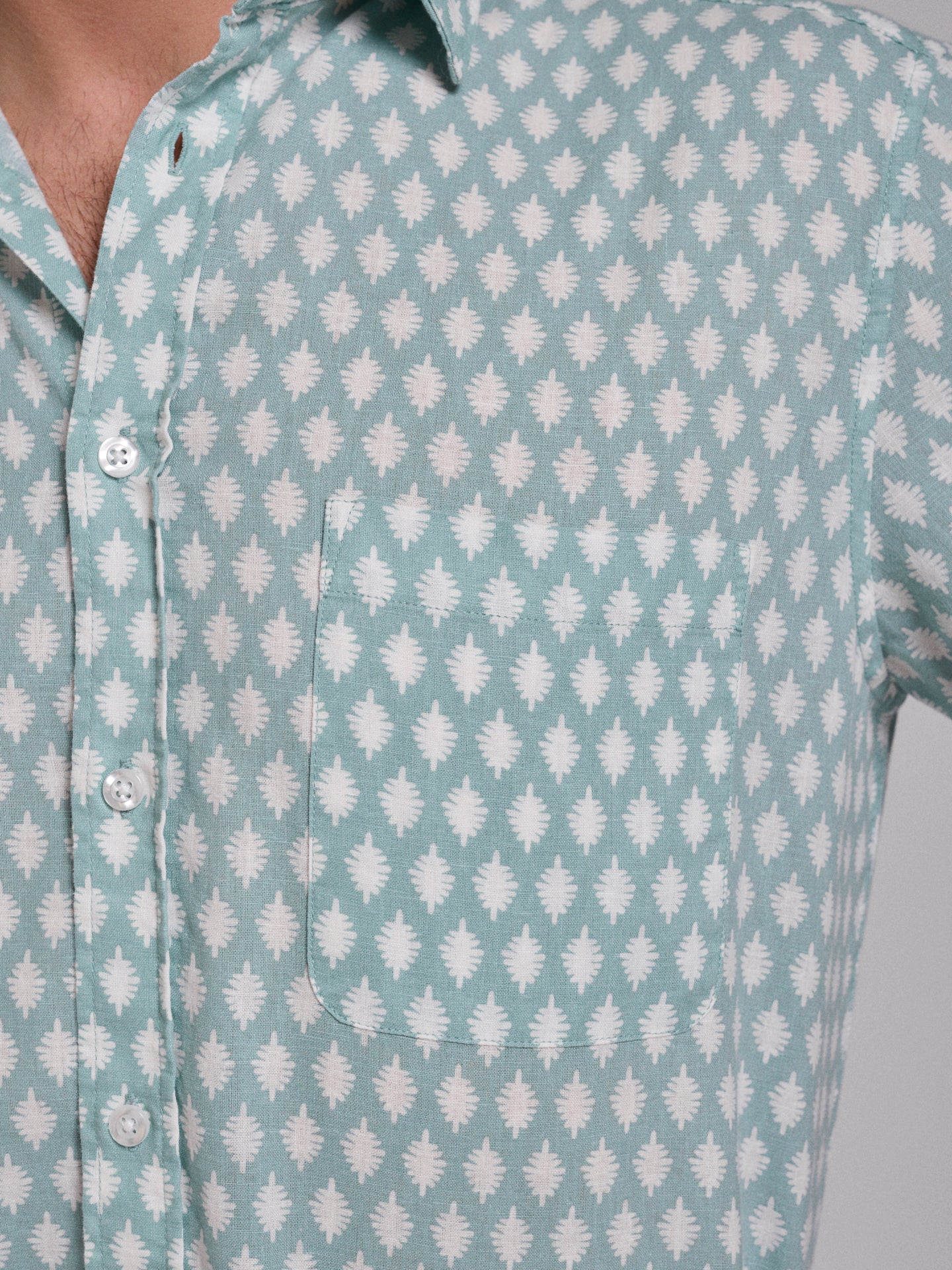 CAMISA LINO VERDE MANGA CORTA REGULAR FIT MR. AZUL