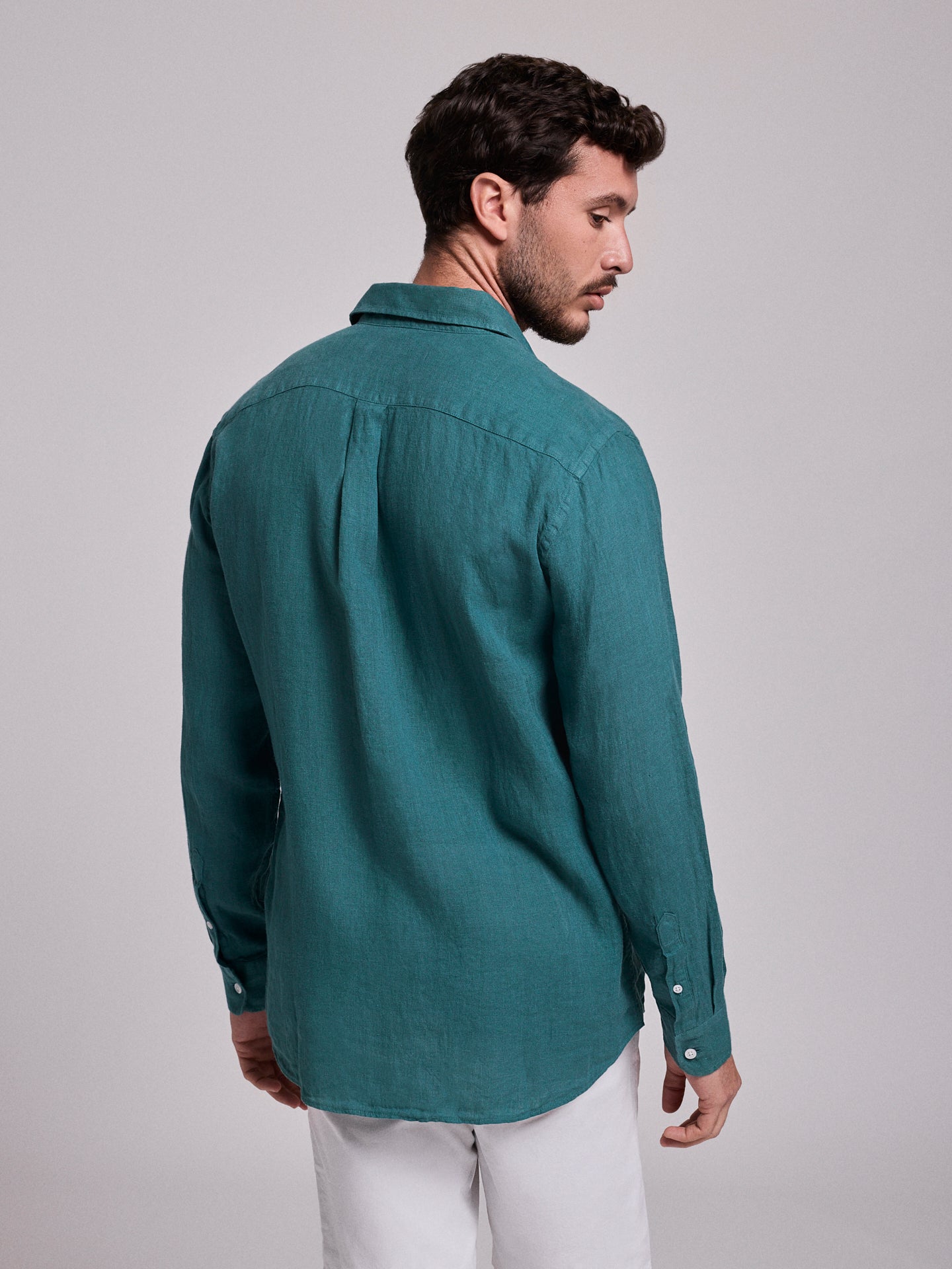 CAMISA LINO VERDE MANGA LARGA SASTRERÍA MARK BELLUCCI
