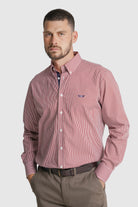 CAMISA ALGODÃO REGULAR FIT VERMELHA RISCAS MR. BLUE