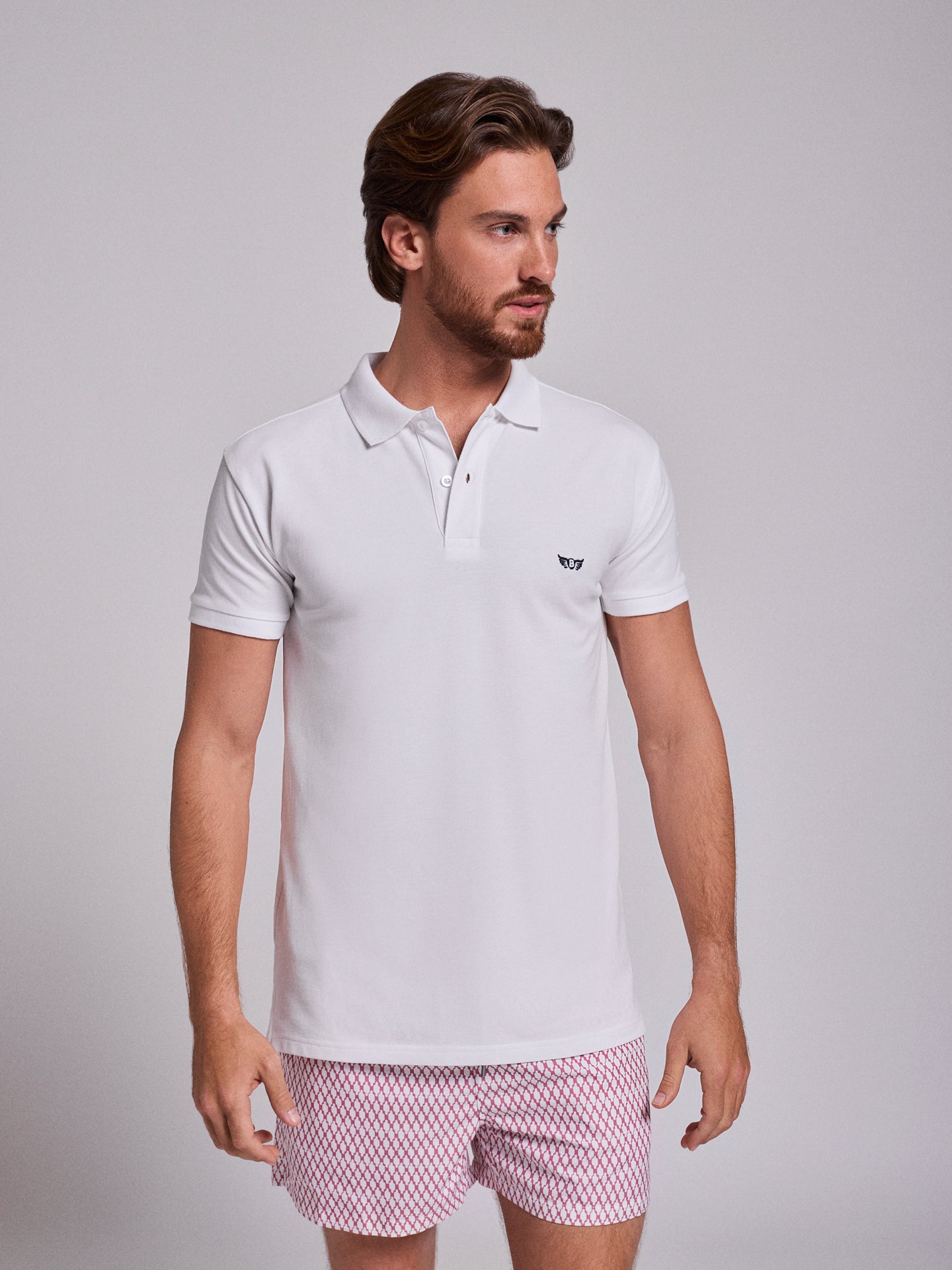 Polo Branco Manga Curta Regular Fit Mr. Blue