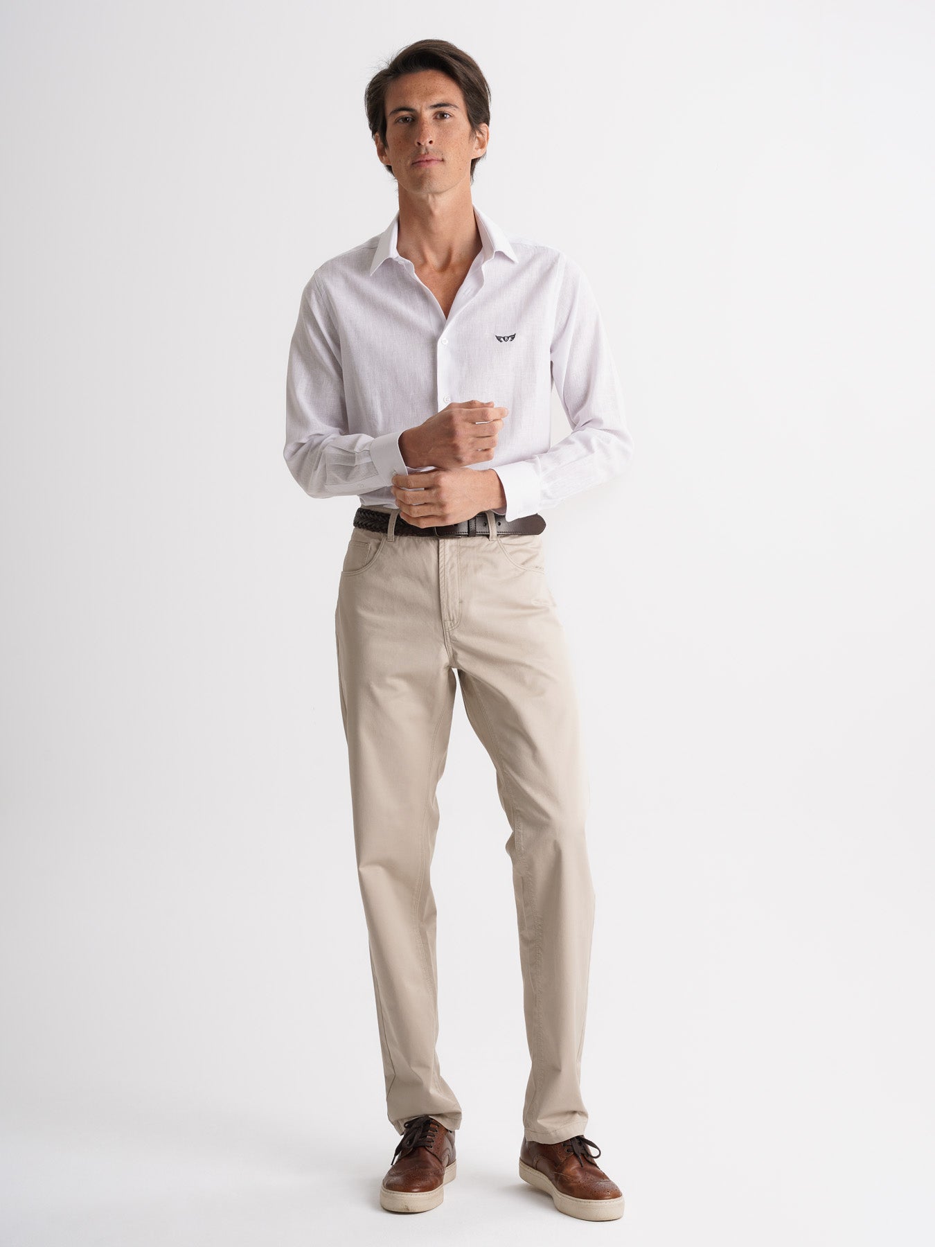 Camisa de lino blanca slim fit Mr. Blue