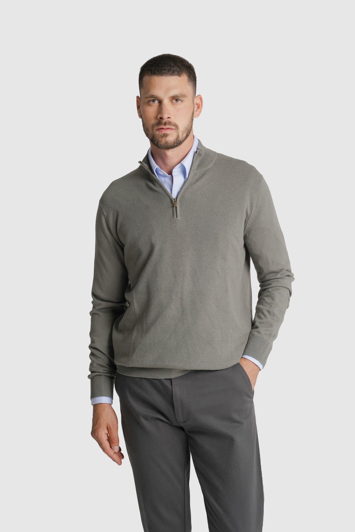 PULLOVER LÃ REGULAR FIT VERDE LISO MR. BLUE