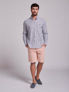 Camisa Linho Azul Manga Comprida Regular Fit Mr. Blue