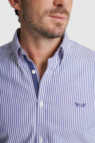 CAMISA ALGODÃO REGULAR FIT AZUL RISCAS MR. BLUE