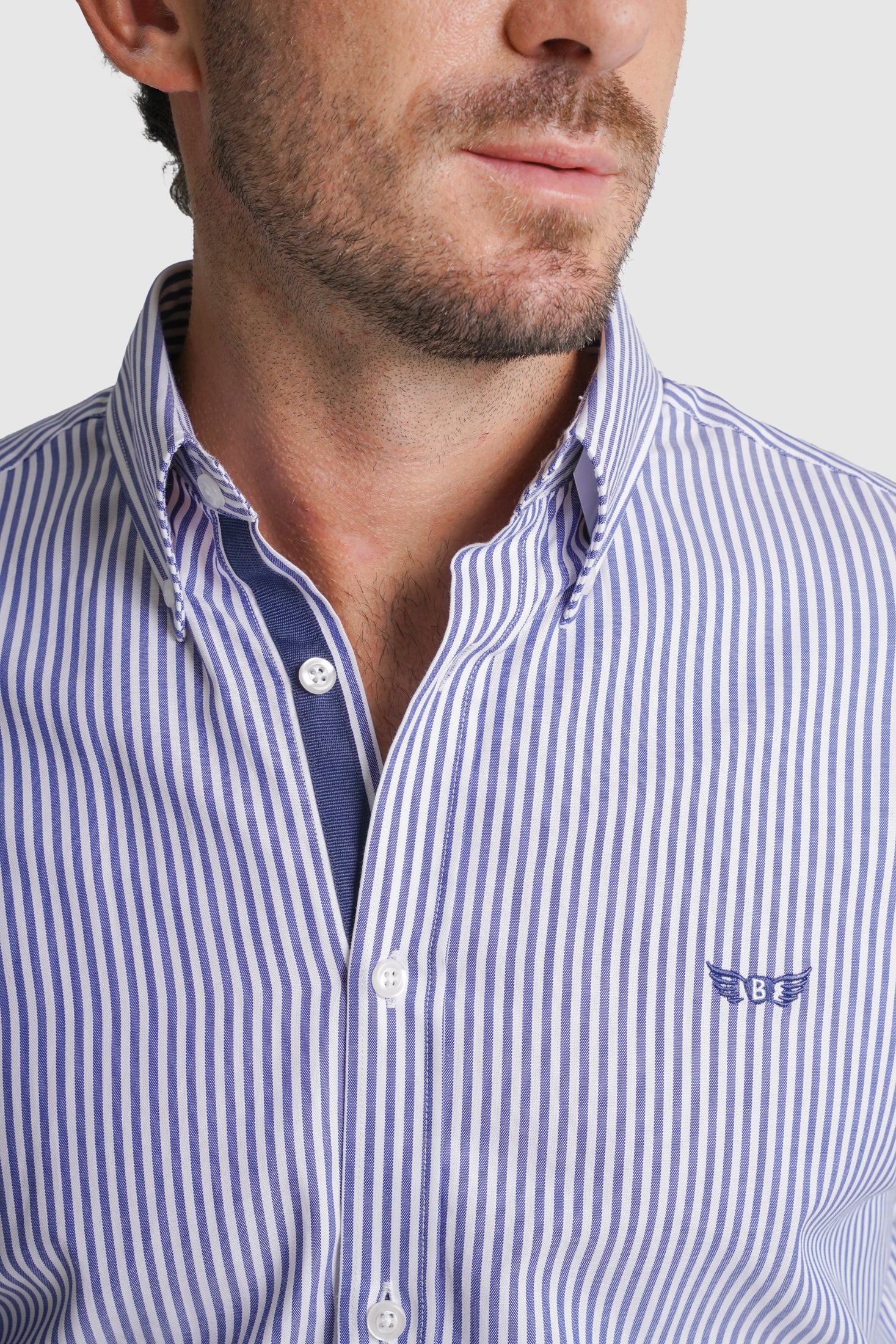 CAMISA ALGODÃO REGULAR FIT AZUL RISCAS MR. BLUE