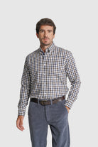 CAMISA ALGODÃO REGULAR FIT AZUL QUADRADA MR. BLUE