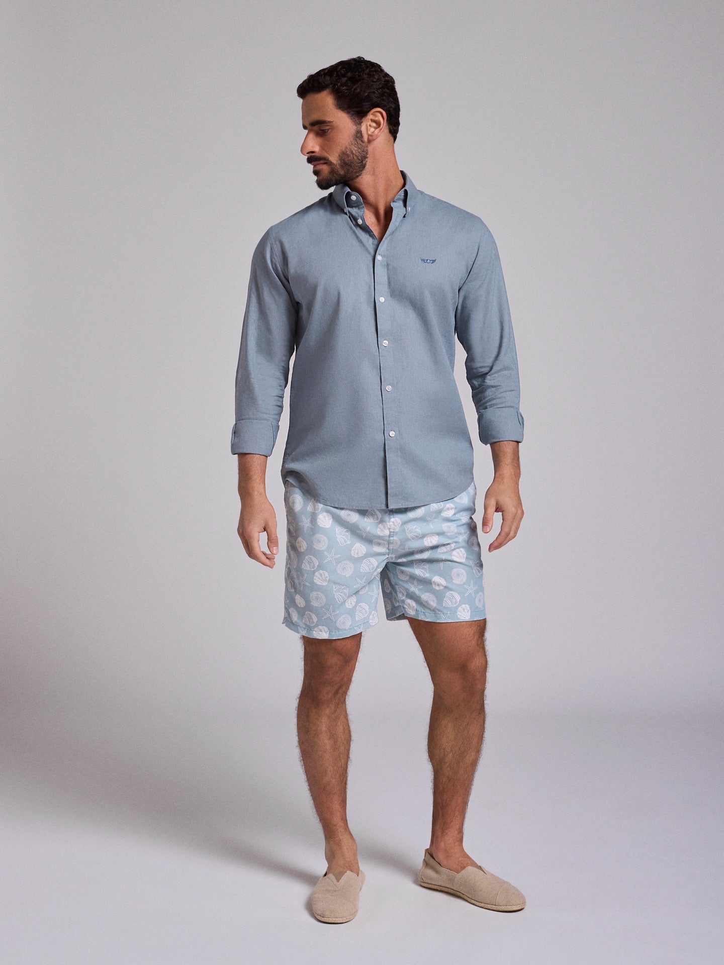 BLUE LINEN SHIRT LONG SLEEVE REGULAR FIT MR. BLUE