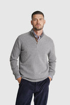 PULLOVER LÃ REGULAR FIT CINZENTO LISO MR. BLUE