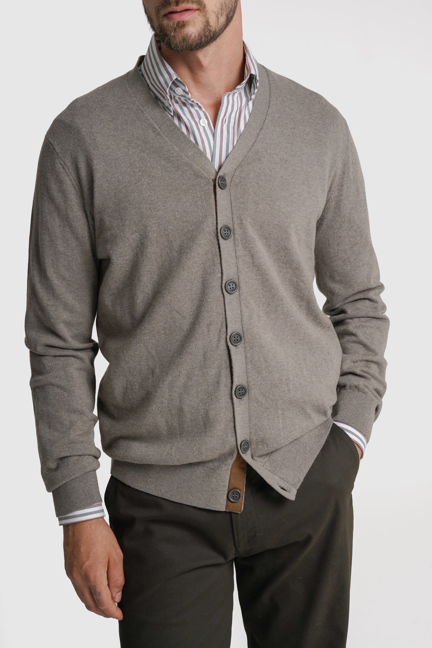 CARDIGAN LÃ REGULAR FIT VERDE LISO MR. BLUE