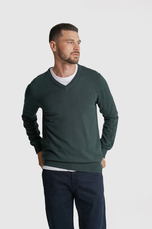 PULLOVER CAXEMIRA REGULAR FIT VERDE LISO MR. BLUE