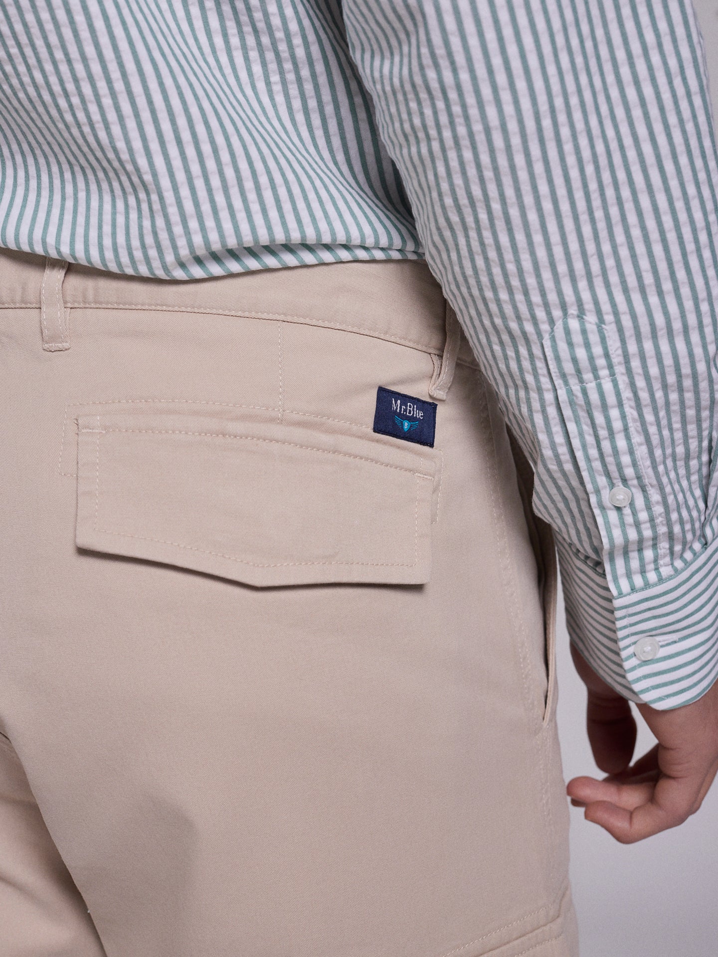 BEIGE COTTON BERMUDA REGULAR FIT MR. BLUE