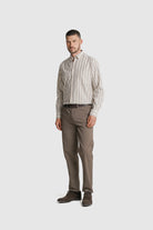 CAMISA TWILL REGULAR FIT BRANCA ÀS RISCAS MR. BLUE