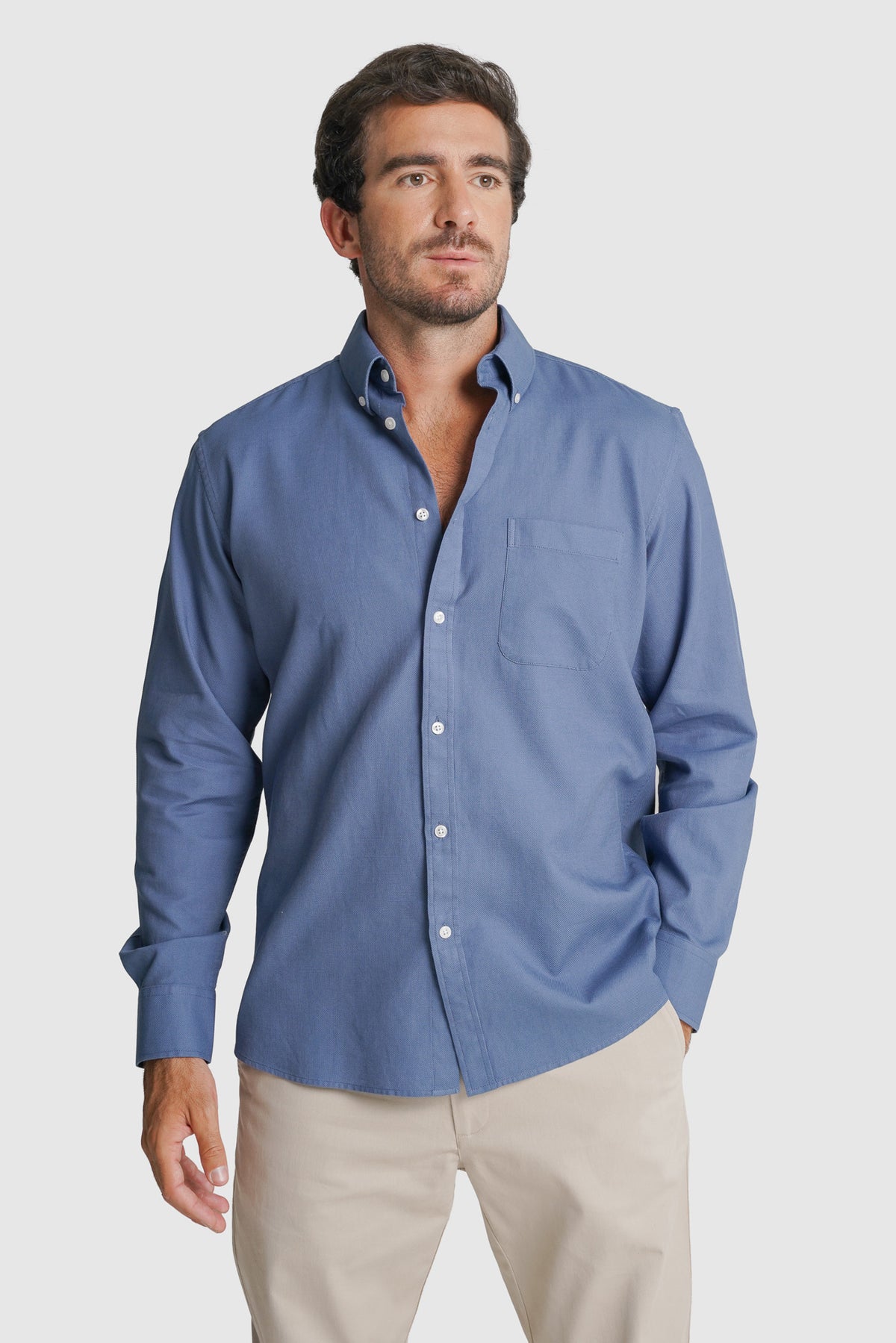 CAMISA ESTRUTURADA REGULAR FIT AZUL LISA MR. BLUE