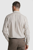 CAMISA TWILL REGULAR FIT BRANCA ÀS RISCAS MR. BLUE