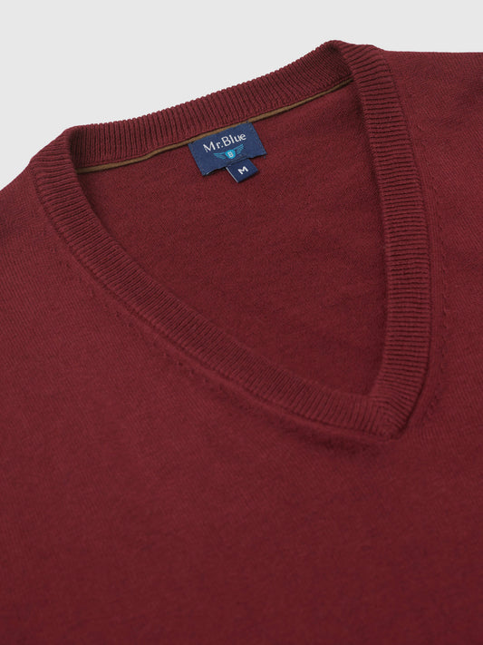 PULLOVER CAXEMIRA REGULAR FIT BORDEAUX LISO MR. BLUE