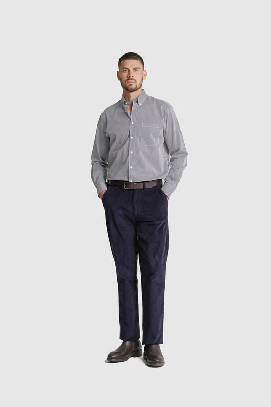 CAMISA ALGODÃO REGULAR FIT AZUL ÀS RISCAS MR. BLUE