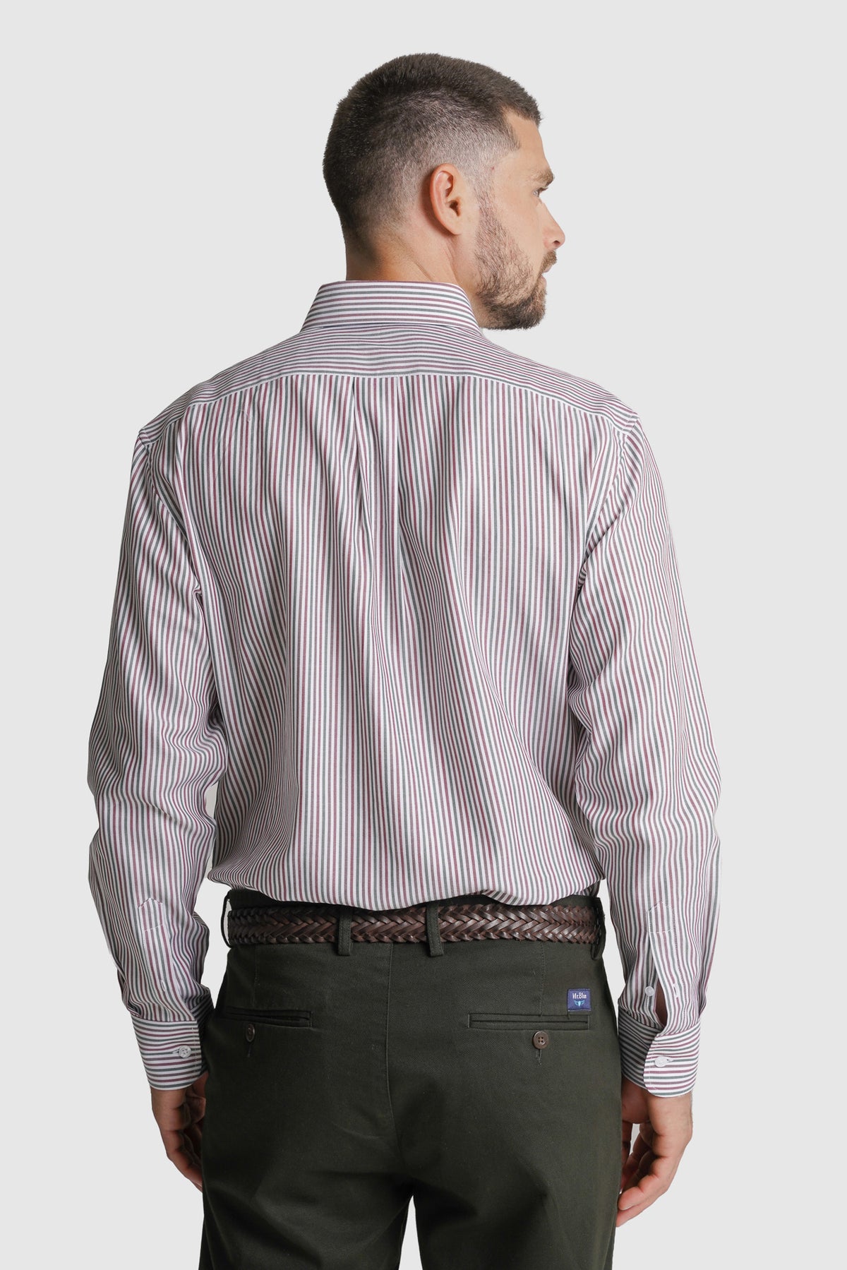 CAMISA TWILL REGULAR FIT BRANCA ÀS RISCAS MR. BLUE